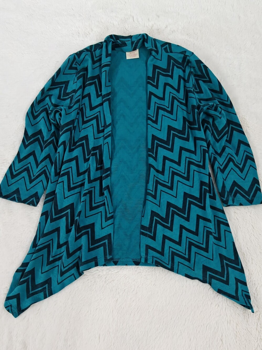 Faded Glory Teal Chevron Open-Front Cardigan